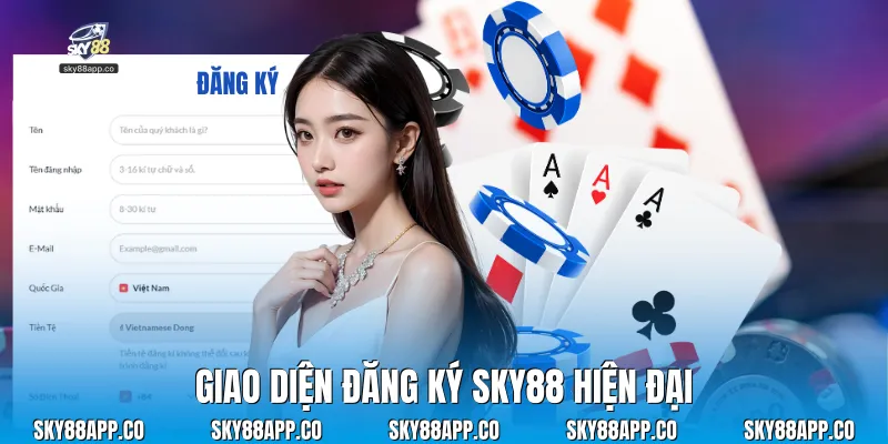 Giao diện đăng ký sky88 hiện đại
