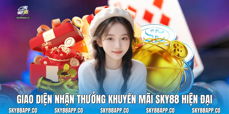Giao diện nhận thưởng khuyến mãi sky88 hiện đại